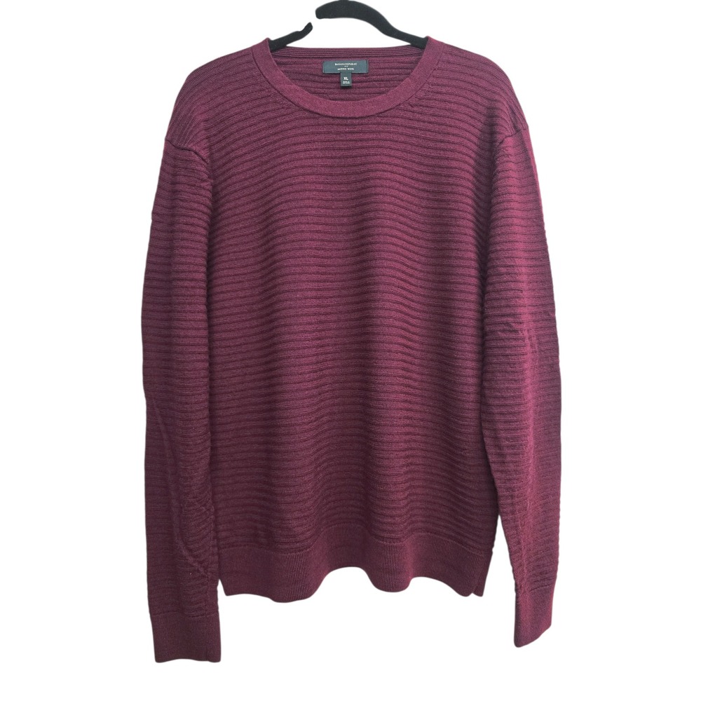 Banana Republic Merino Wool Sweater XL Burgundy Minimalist Preppy Classic clean